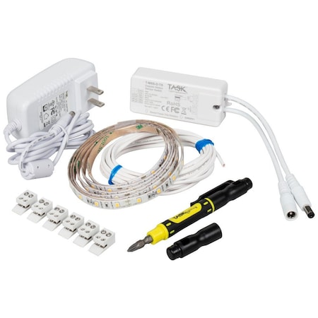 Task Lighting 5 Ft 120 Lm/Ft Vanity Night Light Kit, Tape Lighting W/ Doppler Motion Sensor Switch, 4000K L-VNLK-05-40