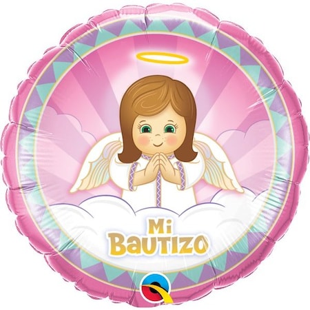 Loonballoon Religious Balloons, 18 inch MI BAUTIZO ANGEL - GIRL LOON-LAB-49904-Q-U