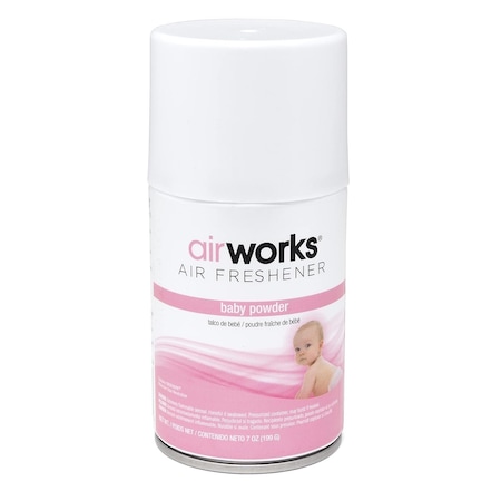 Hospeco AirWorks Restroom Metered Aerosol 7oz, Baby Powder - Pack of 12 7909