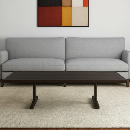 Homeroots 55" Dark Brown Solid Wood Double Pedestal Coffee Table 597055