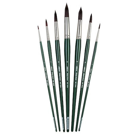 Silver Brush Ruby Satin Long Round Brushes, 7-Piece Set RS-2593