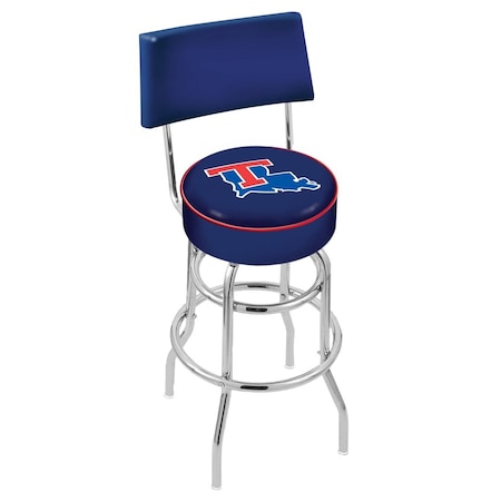 Holland Bar Stool Co 25" Chrome 2-Ring Louisiana Tech Swivel Bar Stool, Back L7C425LaTech