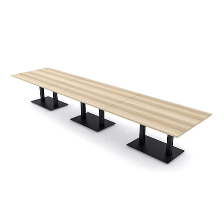 Skutchi Designs Rectangle Conference Table With Power, 48 in W, 216 in L, Brown HAR-REC-48X216-DOU.BK-K525-NA