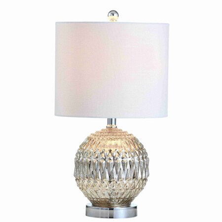 Jonathan Y Krister 20.5" Glass/Metal LED Table Lamp, Silver/Ivory JYL1041A