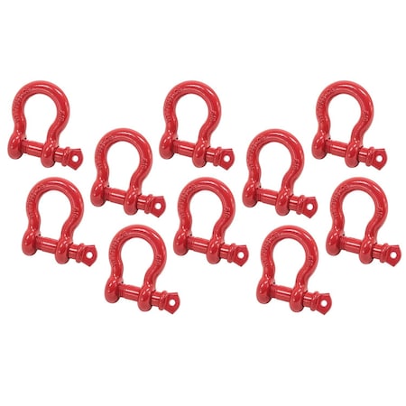 Mytee Products 5/8in 3.25 Tons Anchor Shackle Forged Carbon Steel & Alloy Screw Pin, 10PK SHACKLE-ANCHOR-SP-58x10