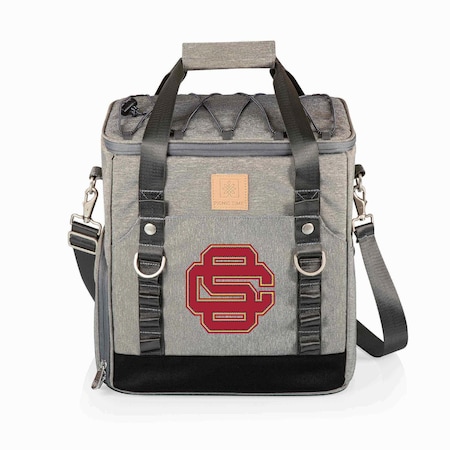 Picnic Time Family Of Brands NCAA USC Trojans PT-Frontier Picnic Cooler Tote - Soft Cooler Bag with Picnic SetHeathered Gray 509-23-105-098-0