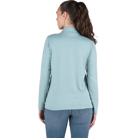 Berne Womens Medium Heathered Eggshell Blue Midweight UPF Quarter-Zip Shirt WSH14HESBR400