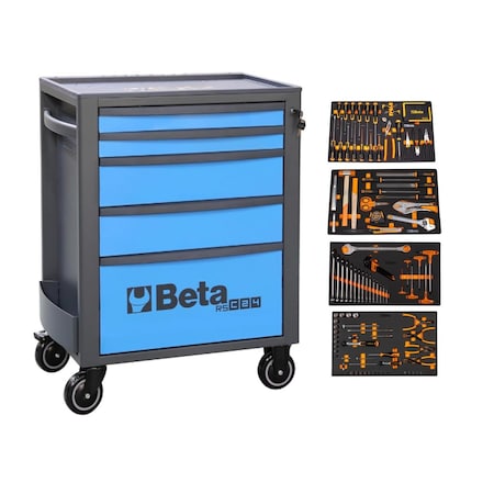 Beta RSC24 Blue 7-Drawer Rolling Tool Cabinet with 207 Piece SAE Tool Set ZUS46765924