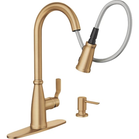 Moen Nolia 1-Handle Pull-Down High Arc Kitchen Faucet Bronzed Gold 87071BZG
