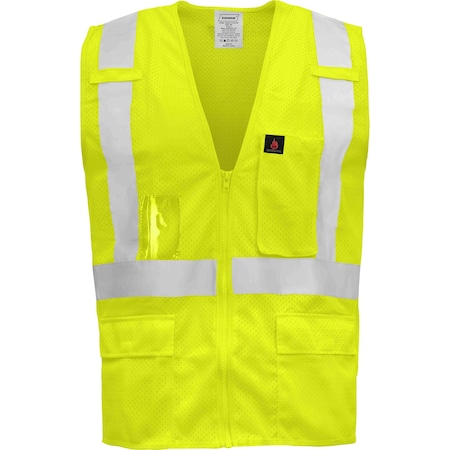 Ironwear Hi-Vis FR Safety Vest M Class 2 , Zipper 5 Pockets, ID Window 1284FR-LZ-RD-CID-MD