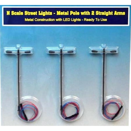 Rock Island Hobby N Scale Street Lights with Two Straight Arms RIH013104