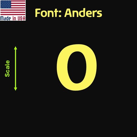 Aacc Self-Adhesive Vinyl Number: 0, Size: 15 cm. Color: Yellow Font: Anders, 24PK AACC-Anders-N0-Yellow-M15x24