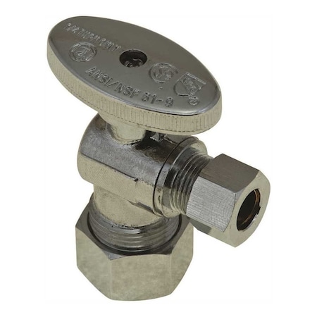 Durapro Quarter-Turn Angle Stop, 5/8 in. OD Compression x 3/8 in. OD Compression, Lead Free Chrome NLT1331ARN