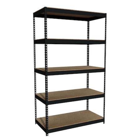 Hirsh 3800 Riveted Steel Shelving, 5-Shelf, 24" D x 48" W x 84" H, Black 19454