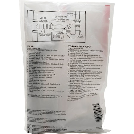 Keeney Mfg 1-1/2'' to 1-1/4'' White Plastic P-Trap with Reducer Washer 400WK