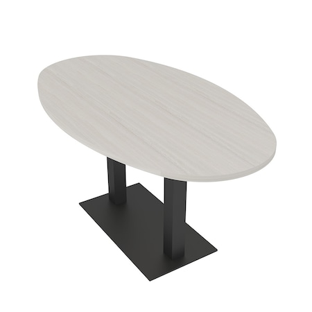 Skutchi Designs Boval Conference Table With Power Unit, 36 in W, 72 in L, Ivory HAR-BOVL-36X72-DOU.BK-K458-NA