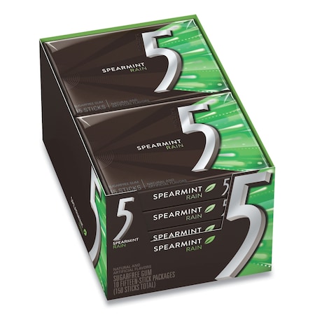 Wrigleys Five Gum, Spearmint Rain, 15 Sticks, 10PK WMW51404