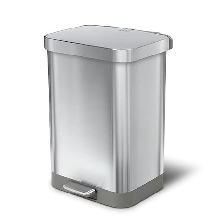 Bsl Titan Tall Stainless Steel Step Trash Can 13 Gallon / 50L with Antimicrobial Lid GLD-74525
