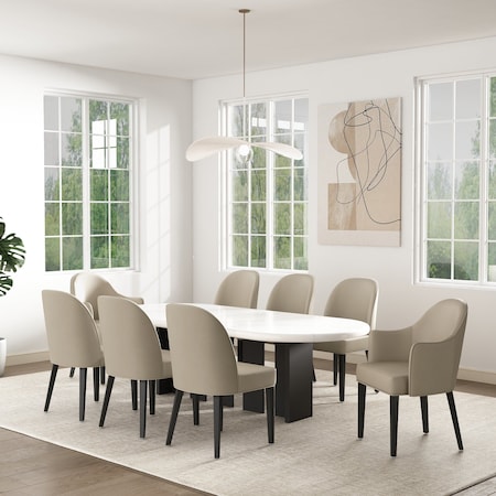 Manhattan Comfort 8-Piece Hillman Dining Chair and Arm Chair in Sand 8-DC087AR2-SD