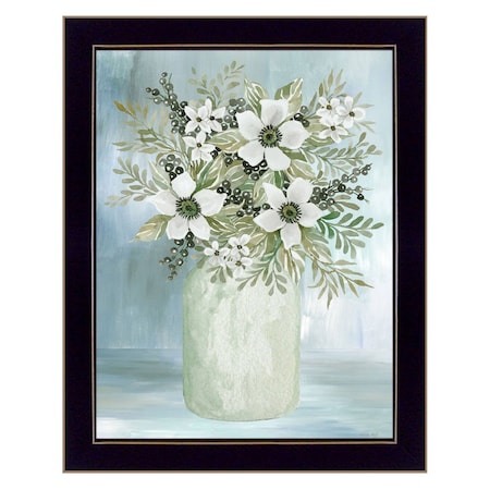 Homeroots White Blooms Black Framed Print Wall Art 530119