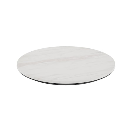 Flash Furniture TopGuard 24" Round Outdoor White Faux Marble Outdoor Tabletop with Seamless Surface Technology ST-RD600C-1-M-3A-M-WH-MAR-GG