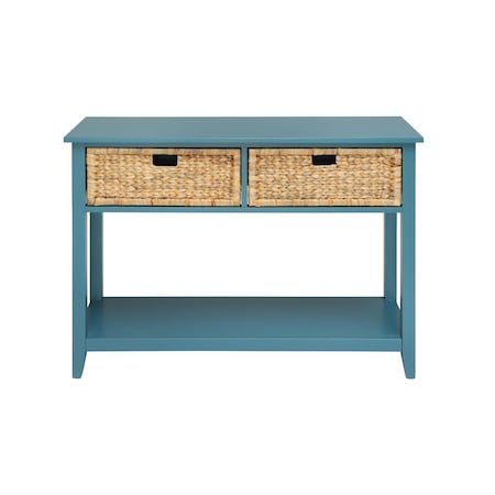 Oceantailer Home Roots Furniture  28 x 44 x 16 in. Solid Wood Leg & Veneer Console Table - Teal 286387