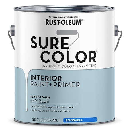 Sure Color Gal Rust-Oleum Sky Blue Interior Paint + Primer, Eggshell 380225