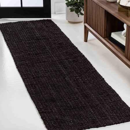 Jonathan Y Pata Hand Woven Chunky Jute Black 2 ft. x 8 ft. Runner Rug NRF102E-28