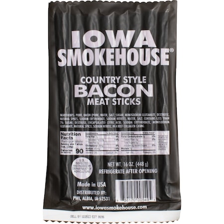 Iowa Smokehouse 16 Oz. Country Style Bacon Meat Stick Jerky is-16csba