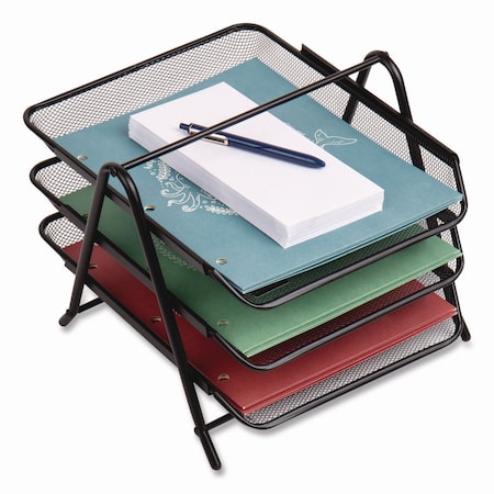 Mind Reader Tiered Metal Mesh Desk Tray Organizer, 3-Tier, Letter Size, 11.5 x 13.75 x 10, Black 3TPAPER-BLK