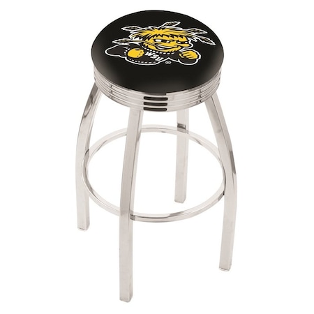 Holland Bar Stool Co 30" Chrome Wichita State Swivel Bar Stool, Accent Ring L8C3C30WichSt