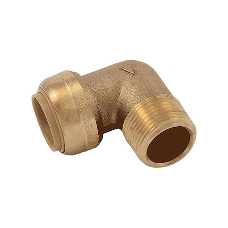 Sharkbite Elbow, Brass, Push-Fit3/4in, MNPT3/4in U286LF