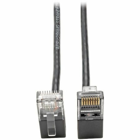 Eaton Tripp Lite Series Right-Angle Cat6 Gigabit Snagless Molded Slim UTP Ethernet Cable RJ45 M/M, N201-SR2-BK