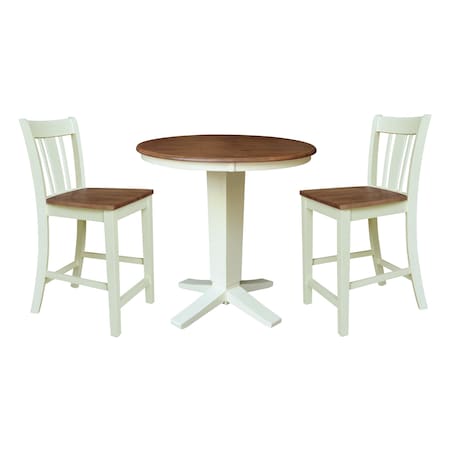Whitewood Industries Rectangular Fixed Top Table W/ 2 Counter Height Stools, 36 in W, 35.9 in L, 36 in H, Parawood, 3 K79-36RT-23B-S102-2