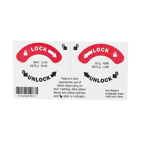 Von Duprin Lock/Unlock Label Only 971220-00