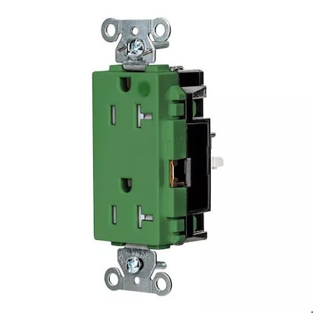 Hubbell Wiring Device-Kellems Straight Blade Receptacle, 5-20R, 20 A, 125V AC, 2 Pole, 3 Wire, Surface Mount, Grounded HBL2182STGNTR
