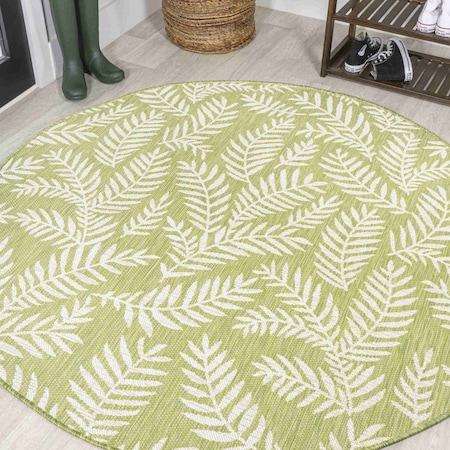 Jonathan Y Nevis Palm Frond Green/Cream 5 ft Round Indoor/Outdoor Area Rug SMB119D-5R