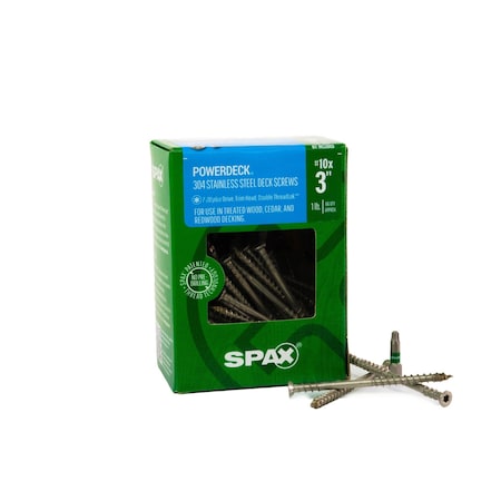 Spax #10 x 3 in Exterior 304 Stainless Steel Wood Deck Screws Powerdeck Trim Head T-Star Plus, 66PK 45705008402004
