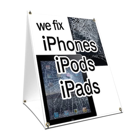 Signmission We Fix Iphones Ipods Ipads, 24 Inch x 18 Inch A-frame Yard Sign, Plastic Sign SBC-1824-We Fix Iphones Ipods Ipads