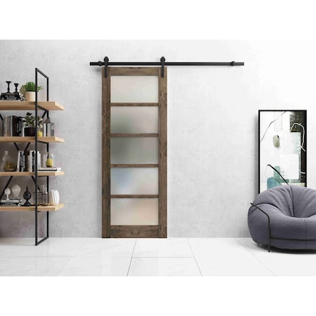 Sartodoors Sturdy Barn Door Oak 28x96 Solid Core Modern Interior QUADRO4002BD-B-AKA-2896