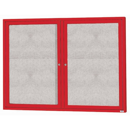 Aarco Outdoor Illuminated Enclosed Bulletin Board w/ Al Frame, Powder Coated Red, 48''Hx60''W ODCC4860RIR