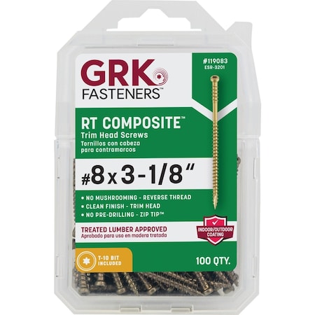 Grk Fasteners GRK RT No, 8 x 3-1/8'' Star Drive Composite Screw, 100 Ct. 119083