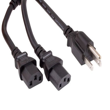 Sanoxy 3ft 18 AWG Universal Power Cord Splitter Cable NEMA 5-15P to IEC320 C13 x 2, Black SNX-CBL-LDR-PW145-1703