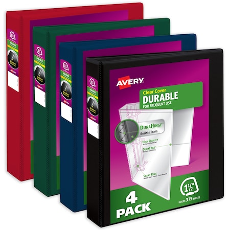 Avery Durable View 3 Ring Binders, 1.5 in, PK4 05622