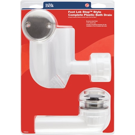 Keeney Mfg Do it Best Foot Lok Stop Plastic Bath Drain with Brushed Nickel Trim DI63WDSBN