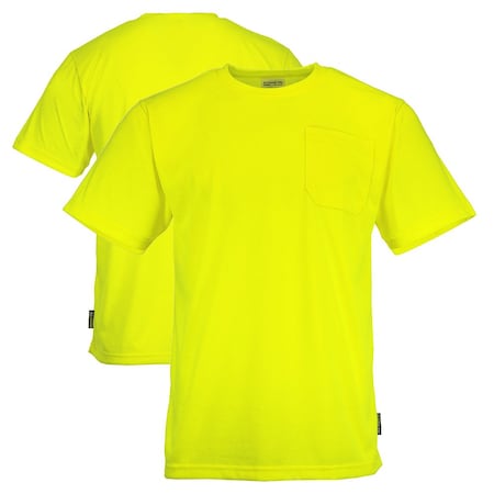 Dome75 Hi-Vis Short Sleeve Shirt, Non-ANSI/Enhanced Visibility, Poly/Jersey, Hi-Vis Yellow, XL DSS2601