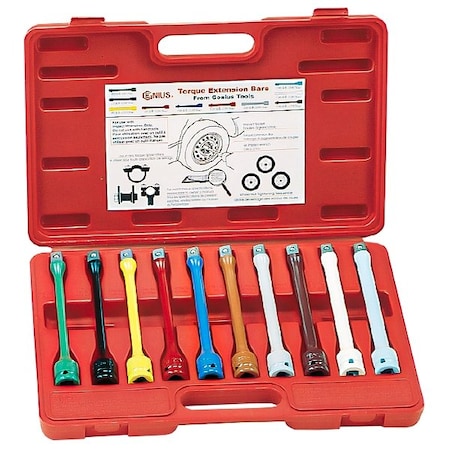 Genius Tools 10PC 1/2in Dr. Torque Extension Bars TO-410EXT