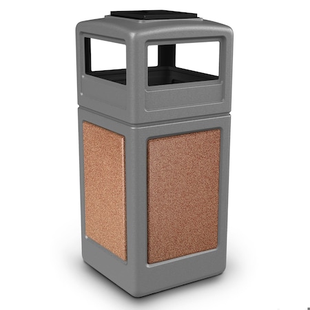 Commercial Zone Products 42-gallon StoneTec Square Ashtray-Lid, Gray w/ Sedona 720547K