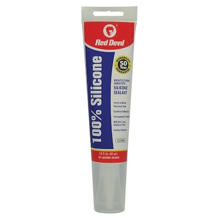 Red Devil Silicone Sealant, Clear, -60 to 400 deg F, 2.8 oz Squeeze Tube 0820