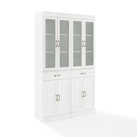 Crosley Stanton 2Pc Glass Door Kitchen Storage Pantry Cabinet Set KF33034WH